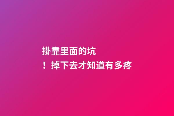 掛靠里面的坑！掉下去才知道有多疼